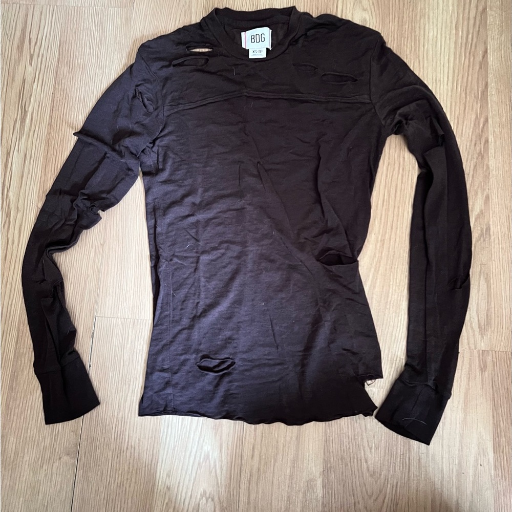 BDG Chocolate Brown Distressed Top